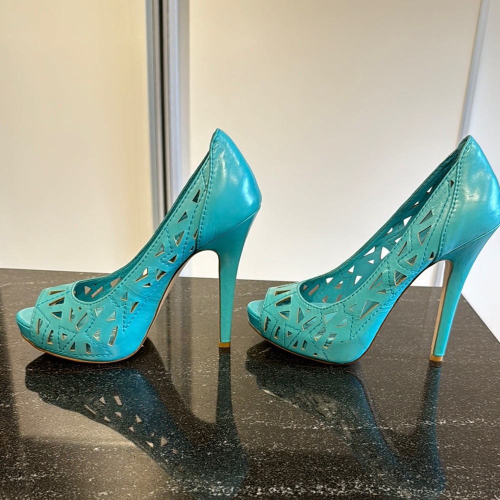 Bcbgeneration Blue Peep Toe Heels - image 5